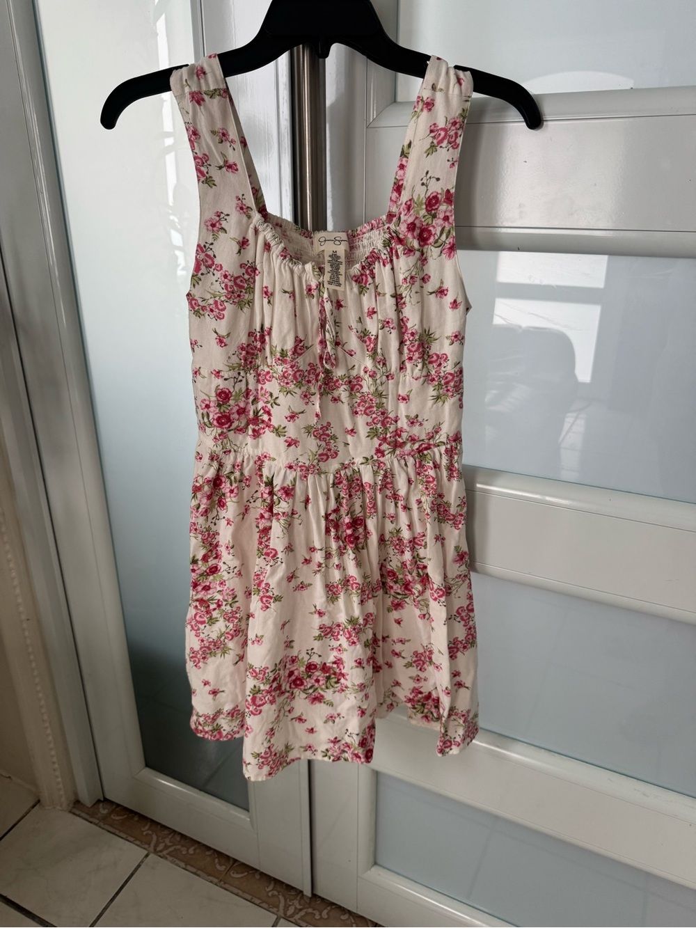 Jessica Simpson Cream Mini Dress with Pink Floral Print